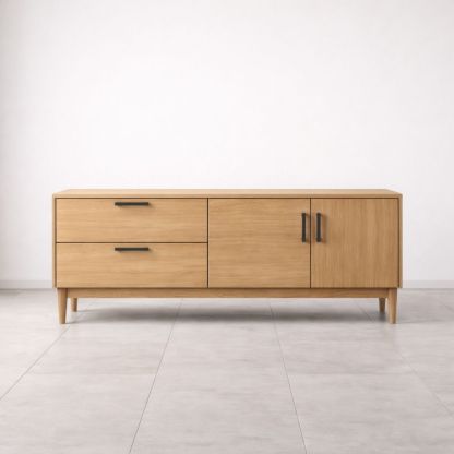 Oak sideboard with two drawers and cabinet doors
