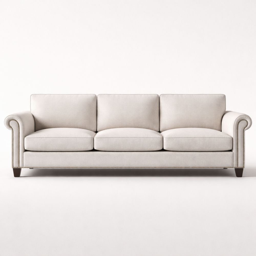 Three-Seater Fabric Sofa with Polyester Blend Beige Upholstery