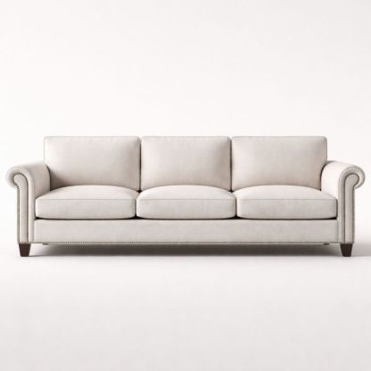 Three-Seater Fabric Sofa with Polyester Blend Beige Upholstery