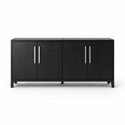 Black Wood Sideboard Cabinet with Four Doors
