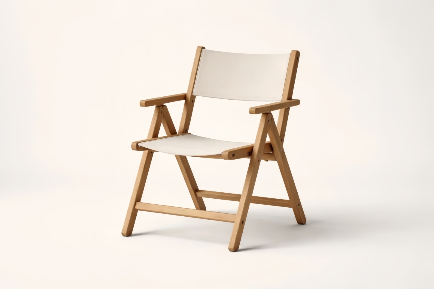 Folding Wooden Armchair with Canvas Seat and Back
