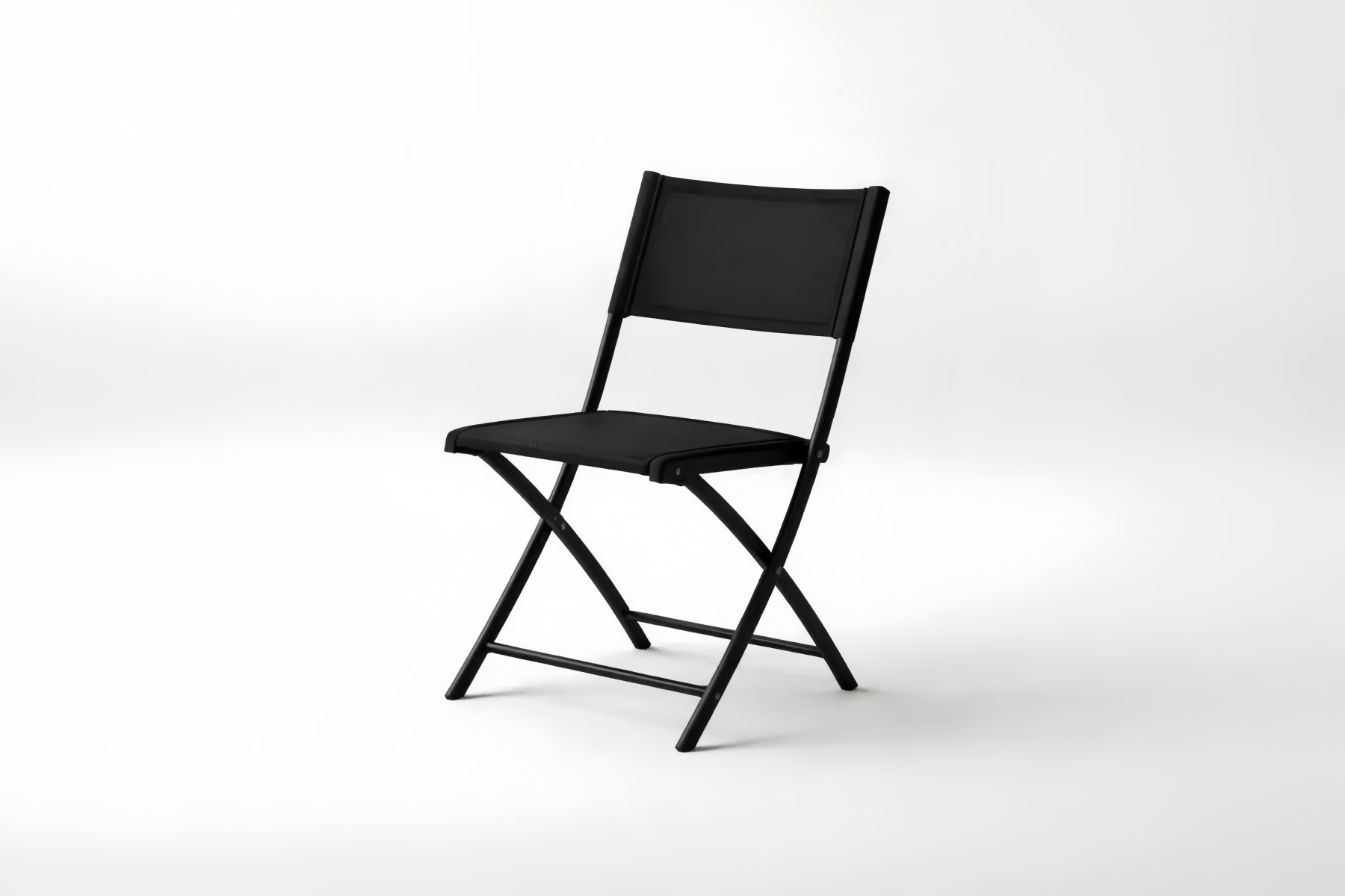 Black Folding Chair with Steel Frame and Polyester Fabric