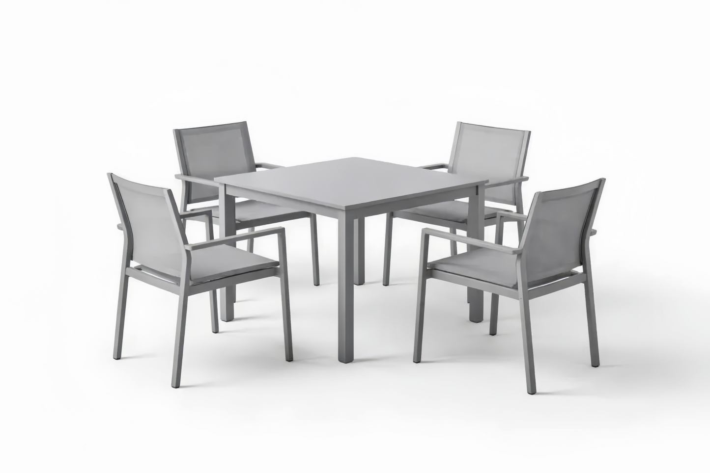 Outdoor Dining Set Aluminum Frame Table and 4 Chairs Gray
