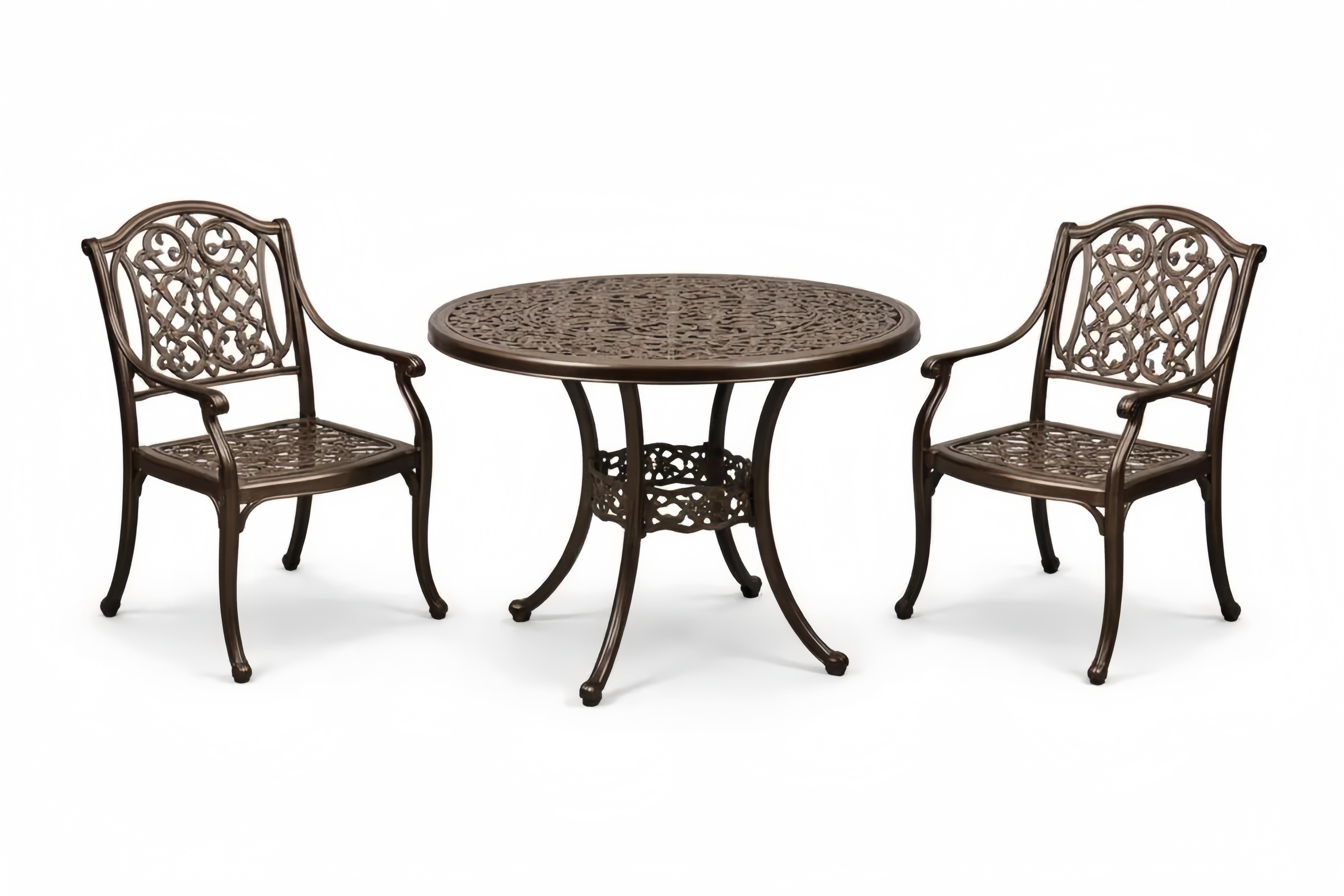 Cast Aluminum Outdoor Patio Table and Chair Set Bronze