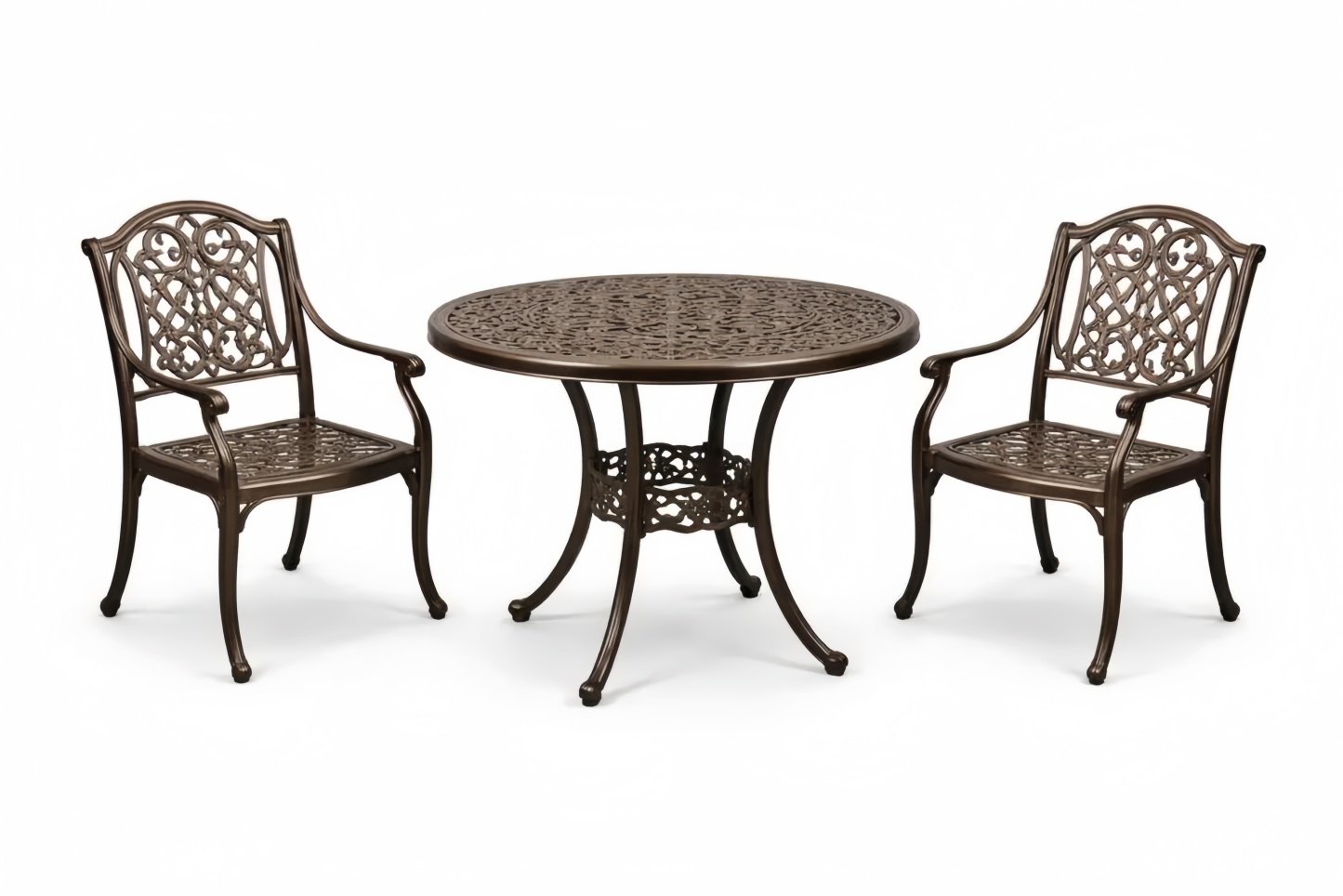 Cast Aluminum Outdoor Patio Table and Chair Set Bronze