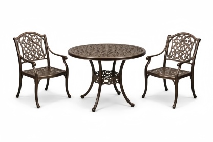 Cast Aluminum Outdoor Patio Table and Chair Set Bronze