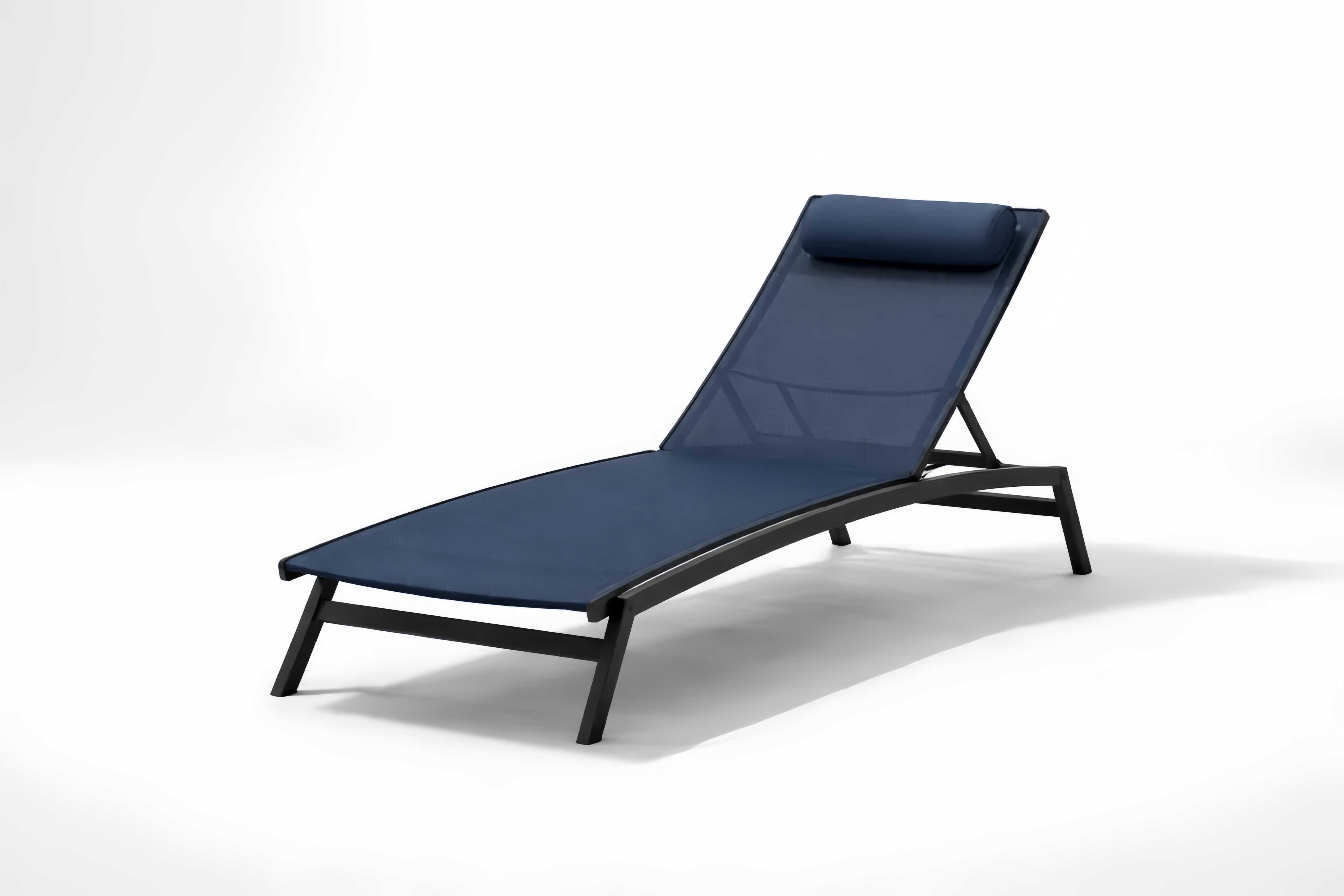 Outdoor Chaise Lounge Chair Aluminum Frame with Textilene Fabric Navy