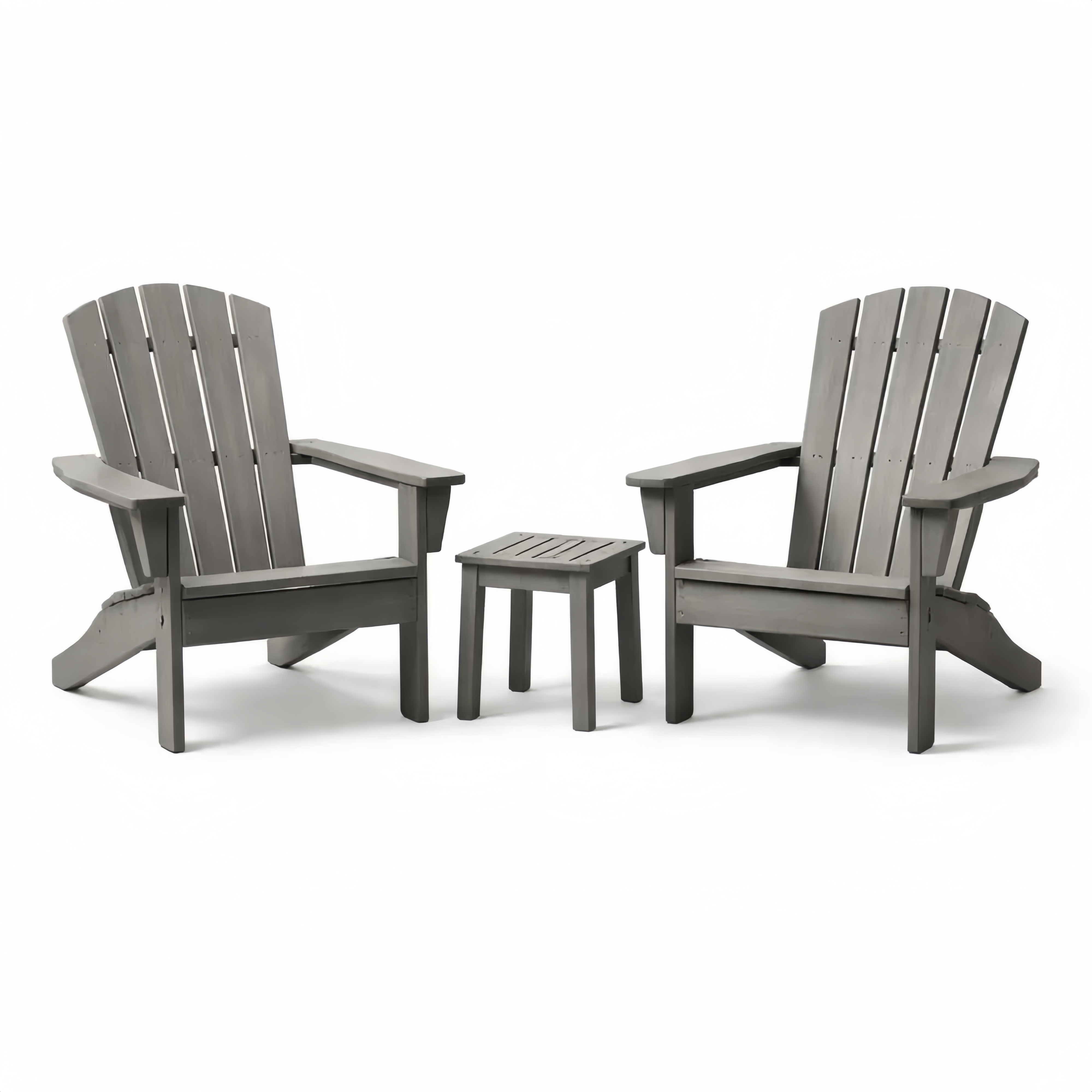 Outdoor Adirondack Chair Set with Side Table HDPE Grey