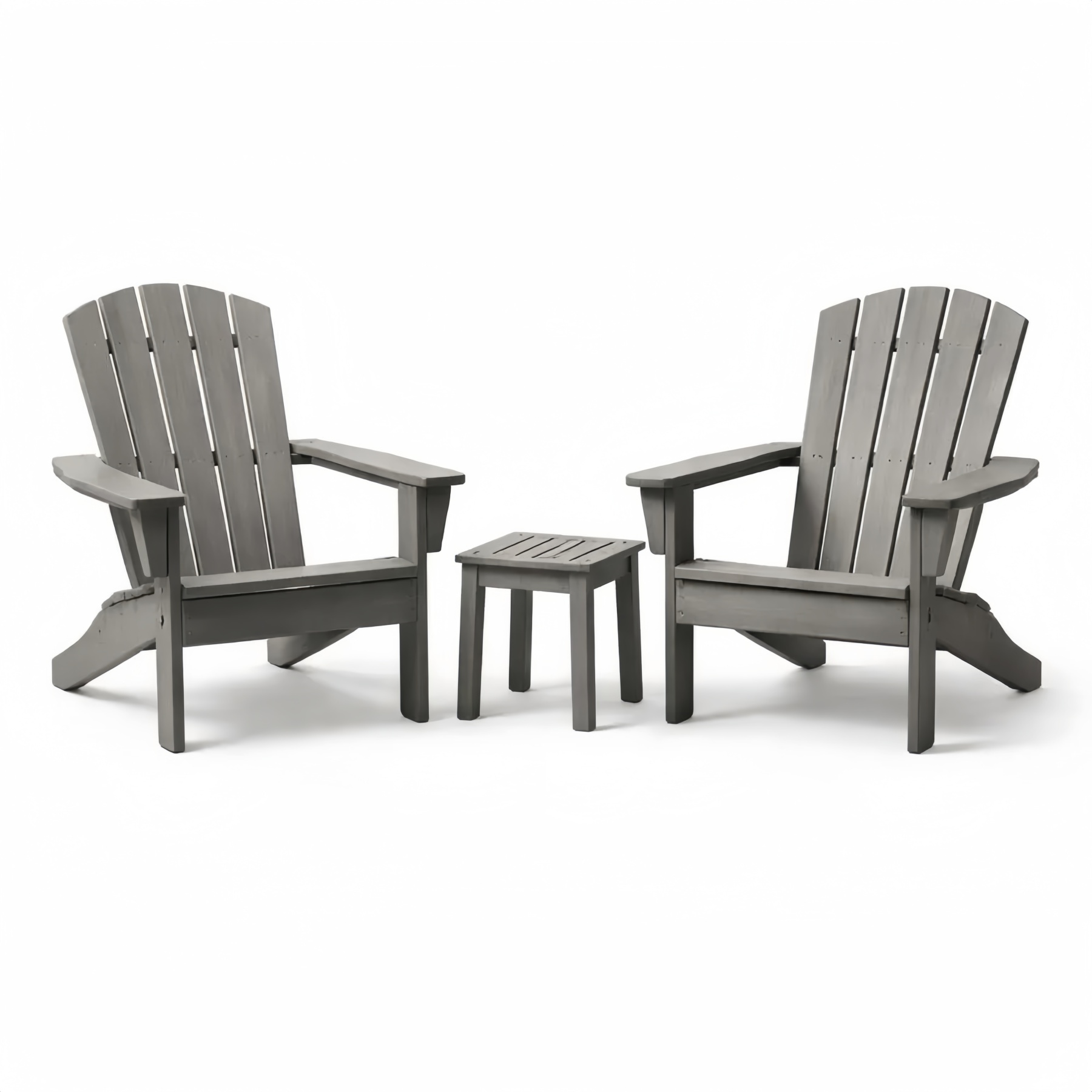 Outdoor Adirondack Chair Set with Side Table HDPE Grey
