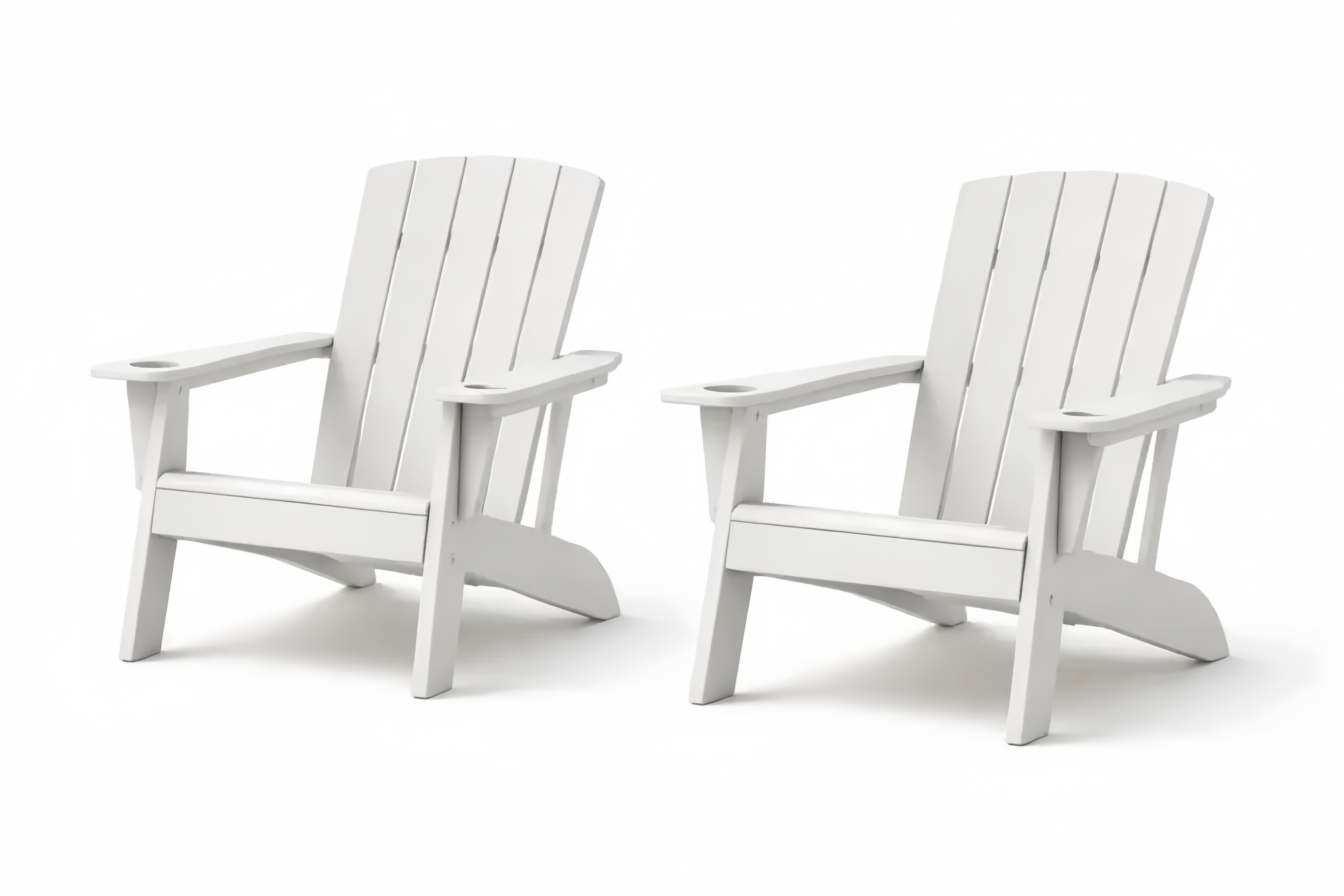Set of 2 White Polyethylene Adirondack Chairs