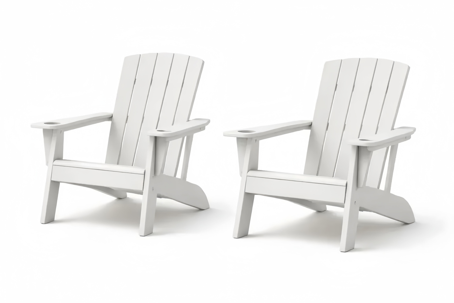 Set of 2 White Polyethylene Adirondack Chairs