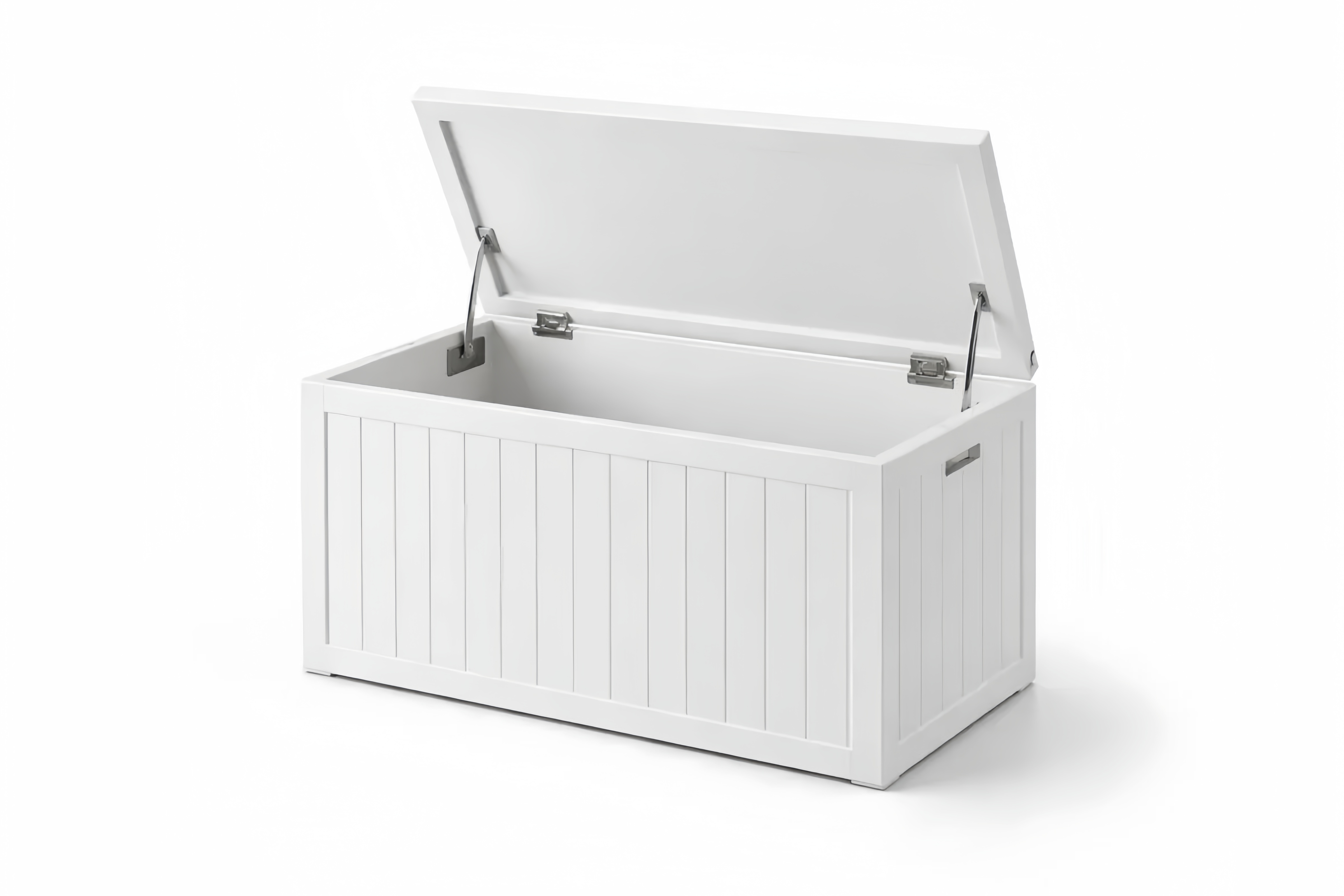 White Plastic Storage Box with Hinged Lid 117cm x 45cm x 51cm