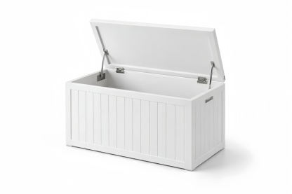 White Plastic Storage Box with Hinged Lid 117cm x 45cm x 51cm