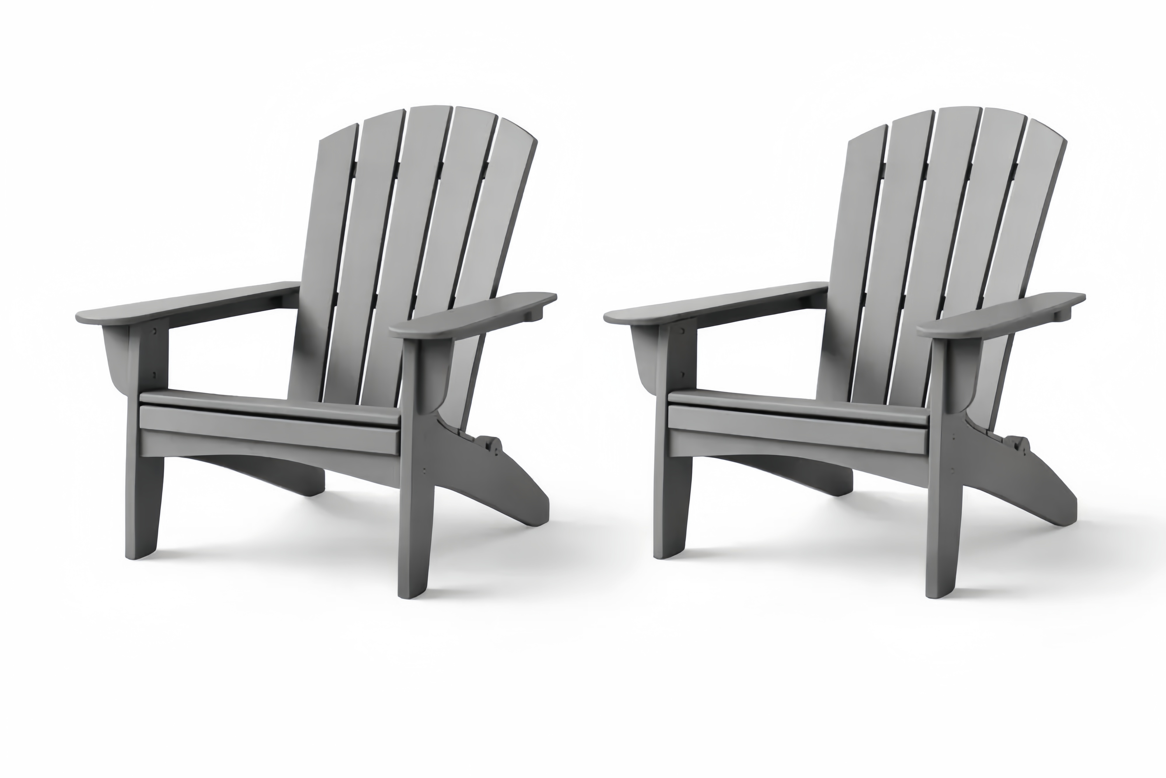 Set of 2 Gray Polyethylene Adirondack Chairs