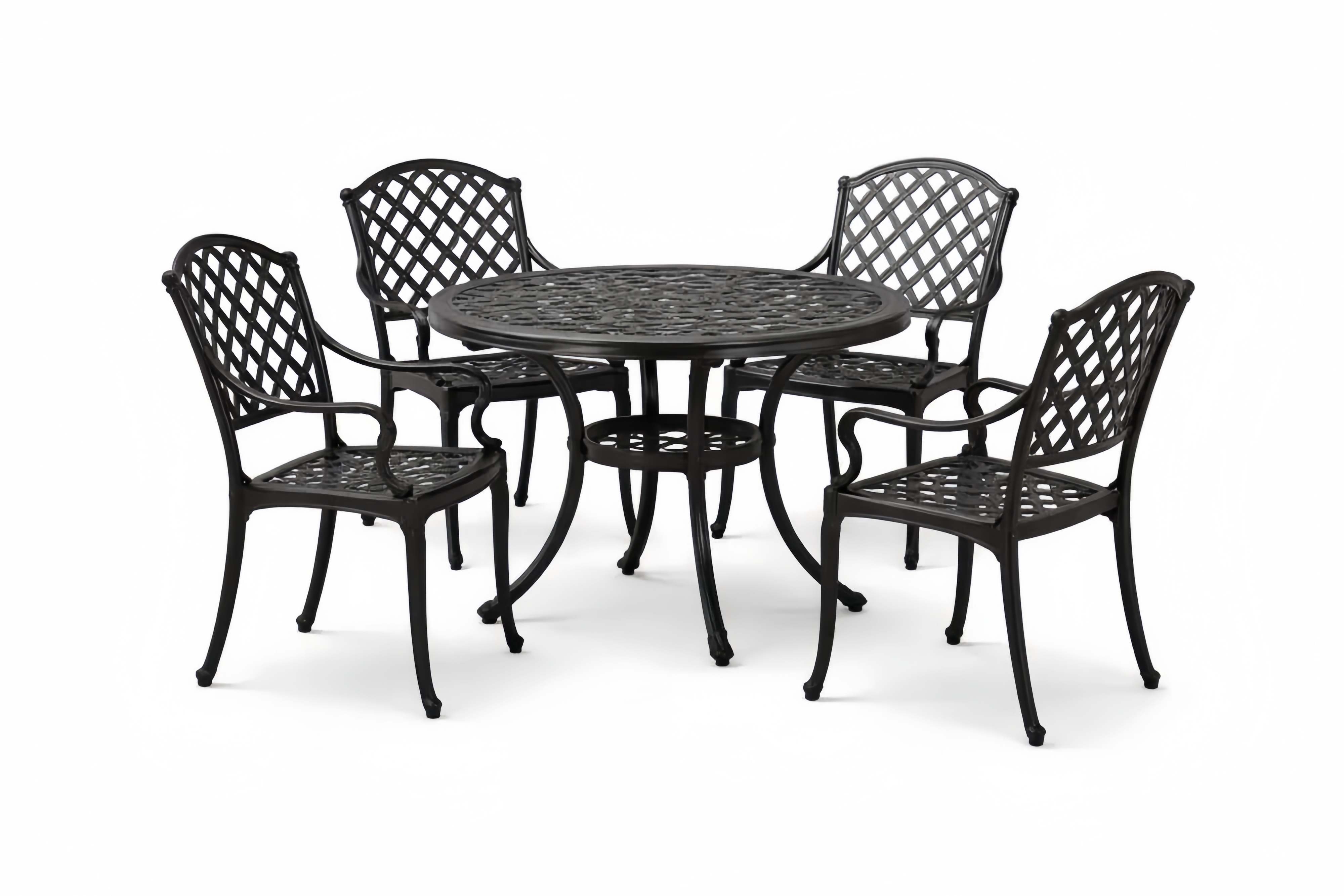 5-Piece Iron Outdoor Dining Set, Black