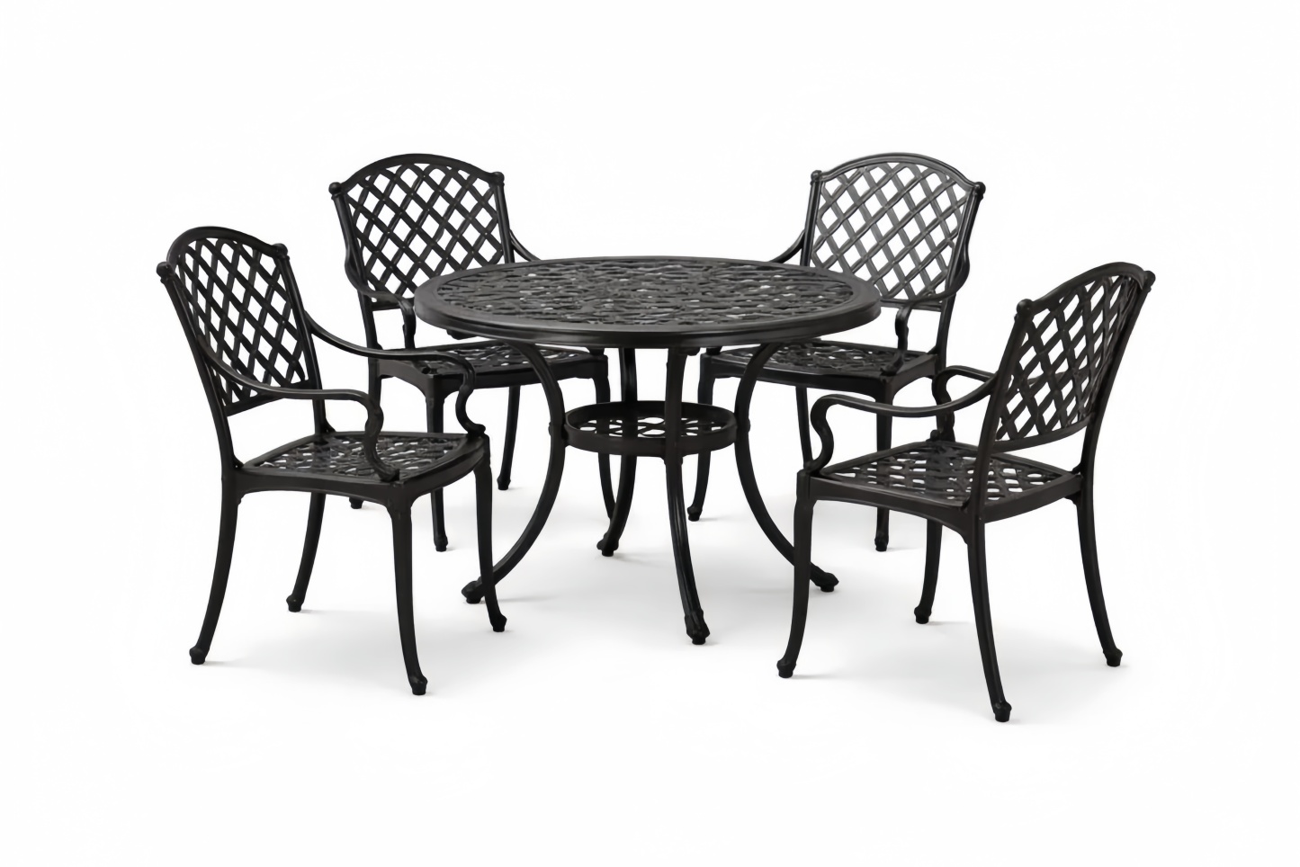 5-Piece Iron Outdoor Dining Set, Black