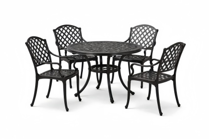 5-Piece Iron Outdoor Dining Set, Black