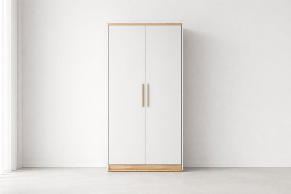 Wardrobe Hinged Doors White MDF Closet-Verdandora