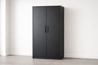 Black Metal Wardrobe Cabinet with Double Doors-Verdandora