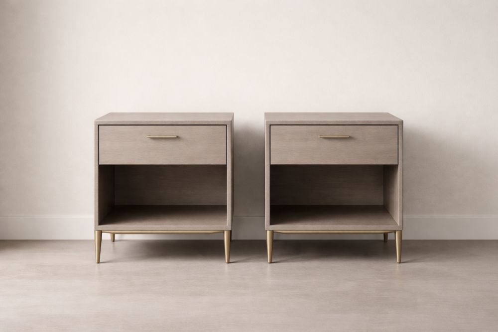 Set of 2 Wooden Nightstands with Drawer and Open Shelf Beige-Verdandora