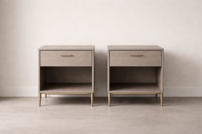 Set of 2 Wooden Nightstands with Drawer and Open Shelf Beige-Verdandora