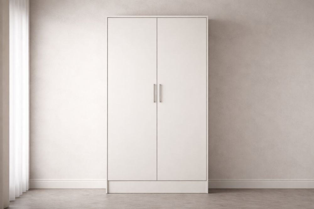 White MDF Wardrobe Cabinet-Jardinserio