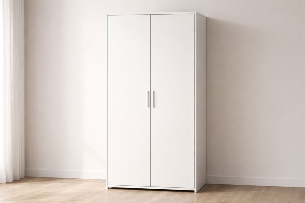 White Two-Door Wardrobe MDF-Jardinserio