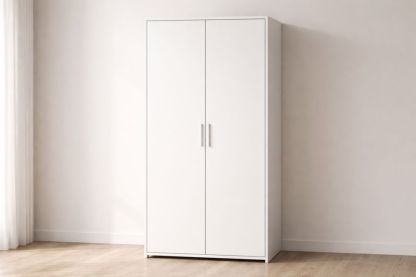 White Two-Door Wardrobe MDF-Jardinserio