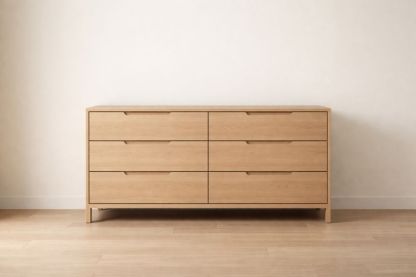 Wooden Dresser with Six Drawers Natural Finish 140x45x80 cm-Jardinserio