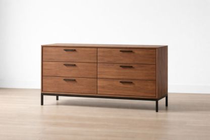 Wooden Dresser with Six Drawers and Metal Frame-Jardinserio