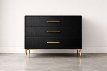 Black Dresser with Gold Handles and Metal Legs-Jardinserio