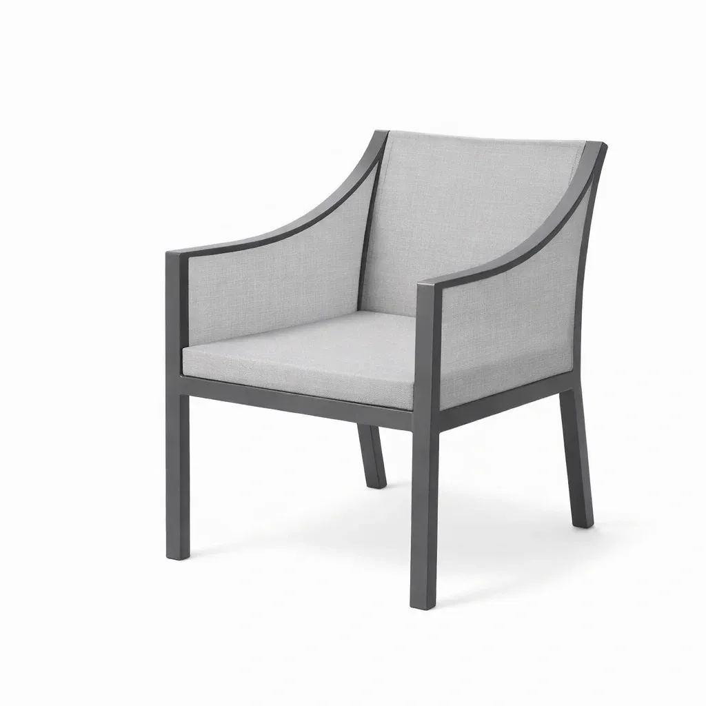 Chair Aluminium Frame with Grey Polyester Cushions-FURMIXIO