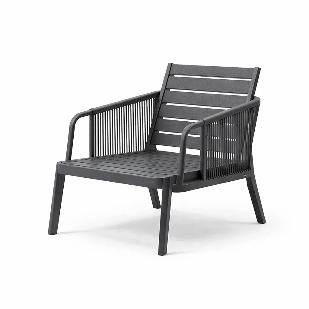 Chair Metal Frame with Polyester Rope Charcoal Grey-FURMIXIO