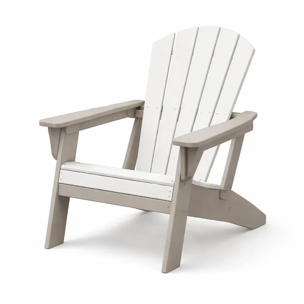 Adirondack Chair HDPE Beige/White-FURMIXIO