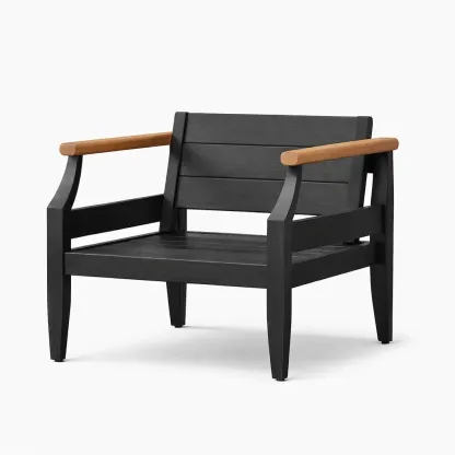 Chair Hardwood Frame with Teak Armrests-FURMIXIO