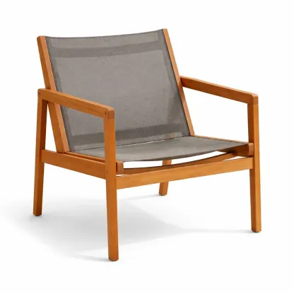 Chair Wood Frame with Textilene Seat Grey-FURMIXIO