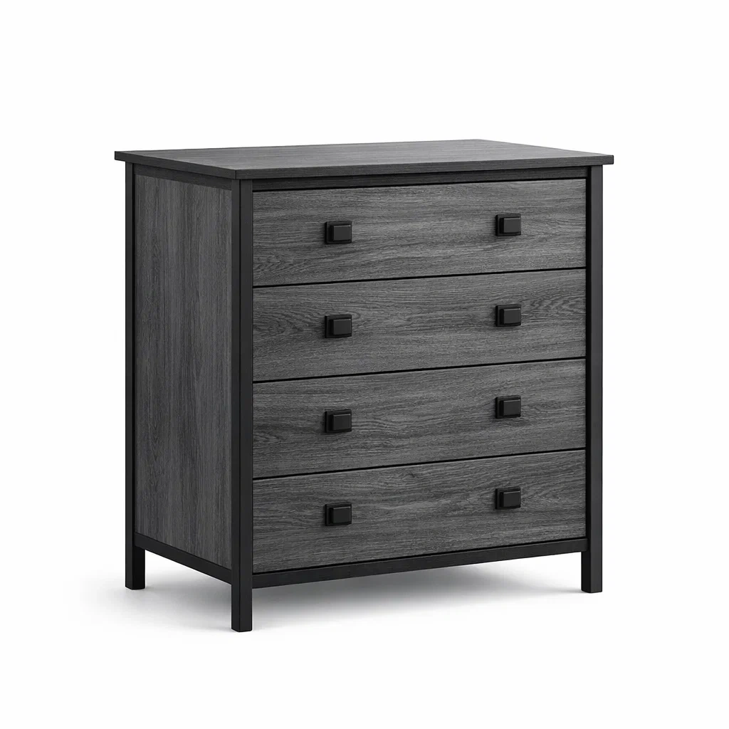 Drawer Cabinet MDF Black/Grey 80 x 45 x 90 cm-FURMIXIO