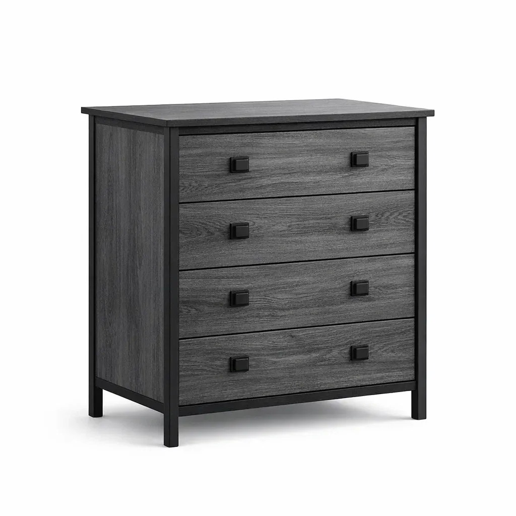 Drawer Cabinet MDF Black/Grey 80 x 45 x 90 cm-FURMIXIO