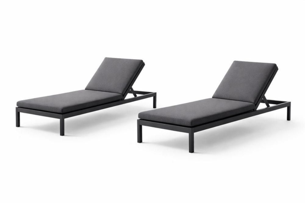 Outdoor Chaise Lounge Set Aluminum Frame with Dark Gray Cushions-Havenestilo