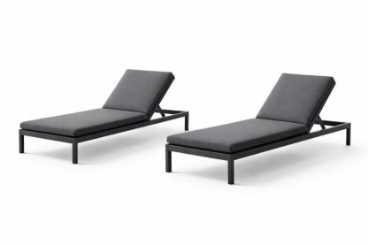 Outdoor Chaise Lounge Set Aluminum Frame with Dark Gray Cushions-Havenestilo