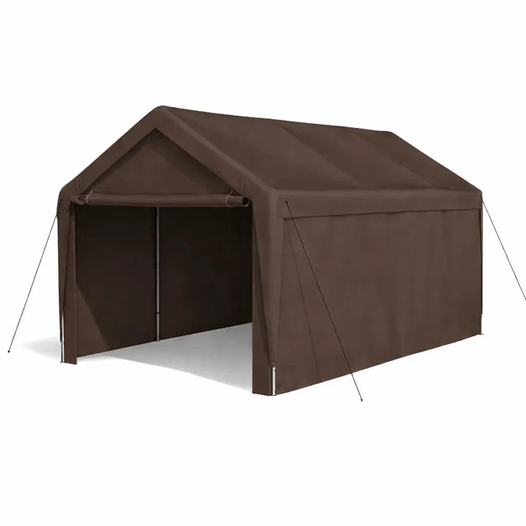 Carport Canvas Metal Frame Brown-MOBIRONA