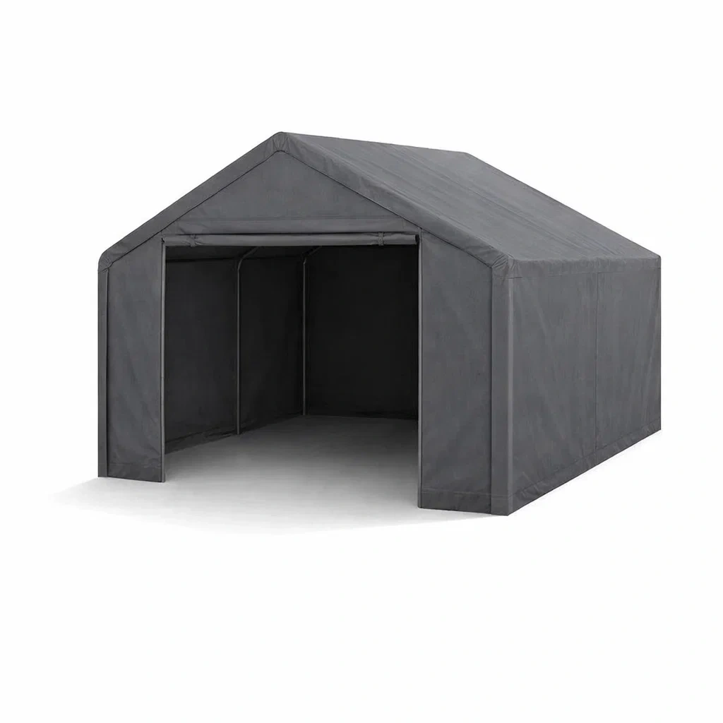 Carport Steel Frame Fabric Cover Grey-MOBIRONA