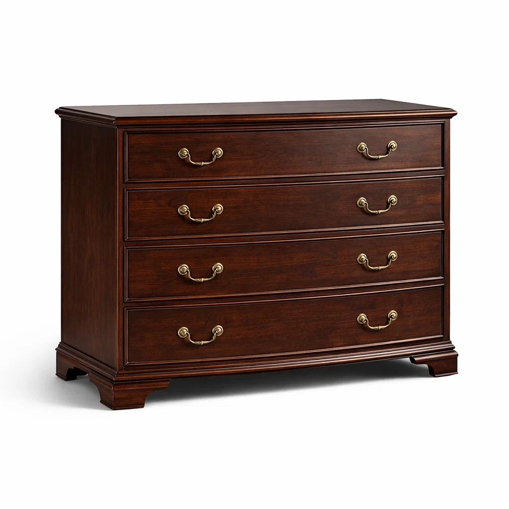 Drawer Cabinet Solid Wood Mahogany Finish with Brass Handles 4 Drawers-MOBIRONA