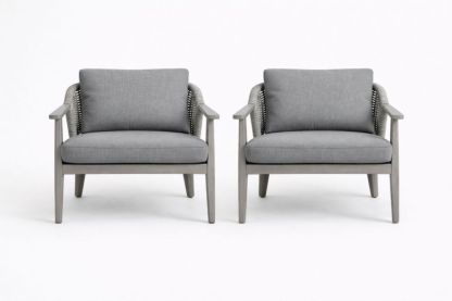 Outdoor Patio Armchair Set with Cushions and Rope Detail