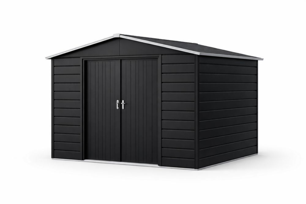 Galvanized Steel Garden Storage Shed – Black 213cm x 191cm x 186cm(L × W × H)