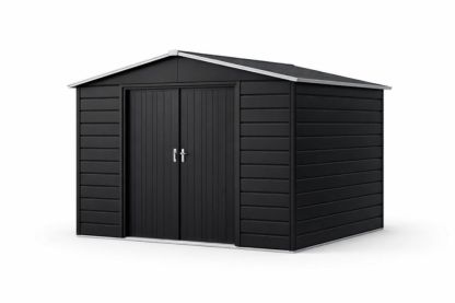 Galvanized Steel Garden Storage Shed – Black 213cm x 191cm x 186cm(L × W × H)