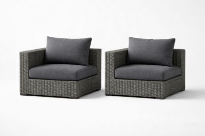 Set of 2 Outdoor Wicker Armchairs with Cushions Gray 85x90x65 cm