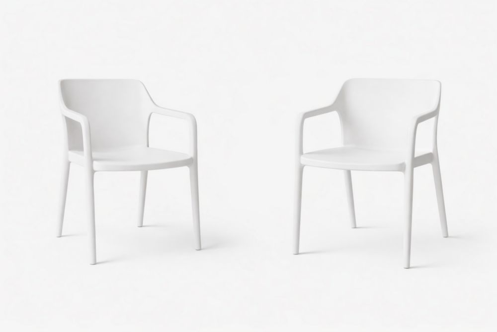 White Polypropylene Armchair Set 58cm x 58cm x 80cm