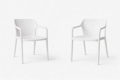 White Polypropylene Armchair Set 58cm x 58cm x 80cm