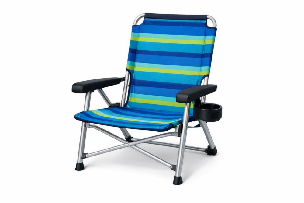 Folding Beach Chair with Aluminum Frame and Cup Holder